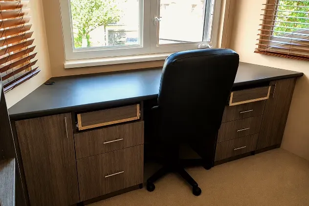 Custom home office desk and cabinetry